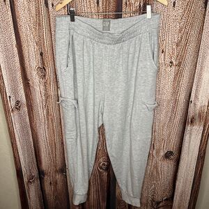 GAP Stretch Womens Grey Velour Cargo Utility Loungewear Sweatpants Size XL